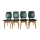 Set of 4 vintage chairs wood and skai green