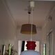 White and red opaline glass chandelier vintage 1970 space age