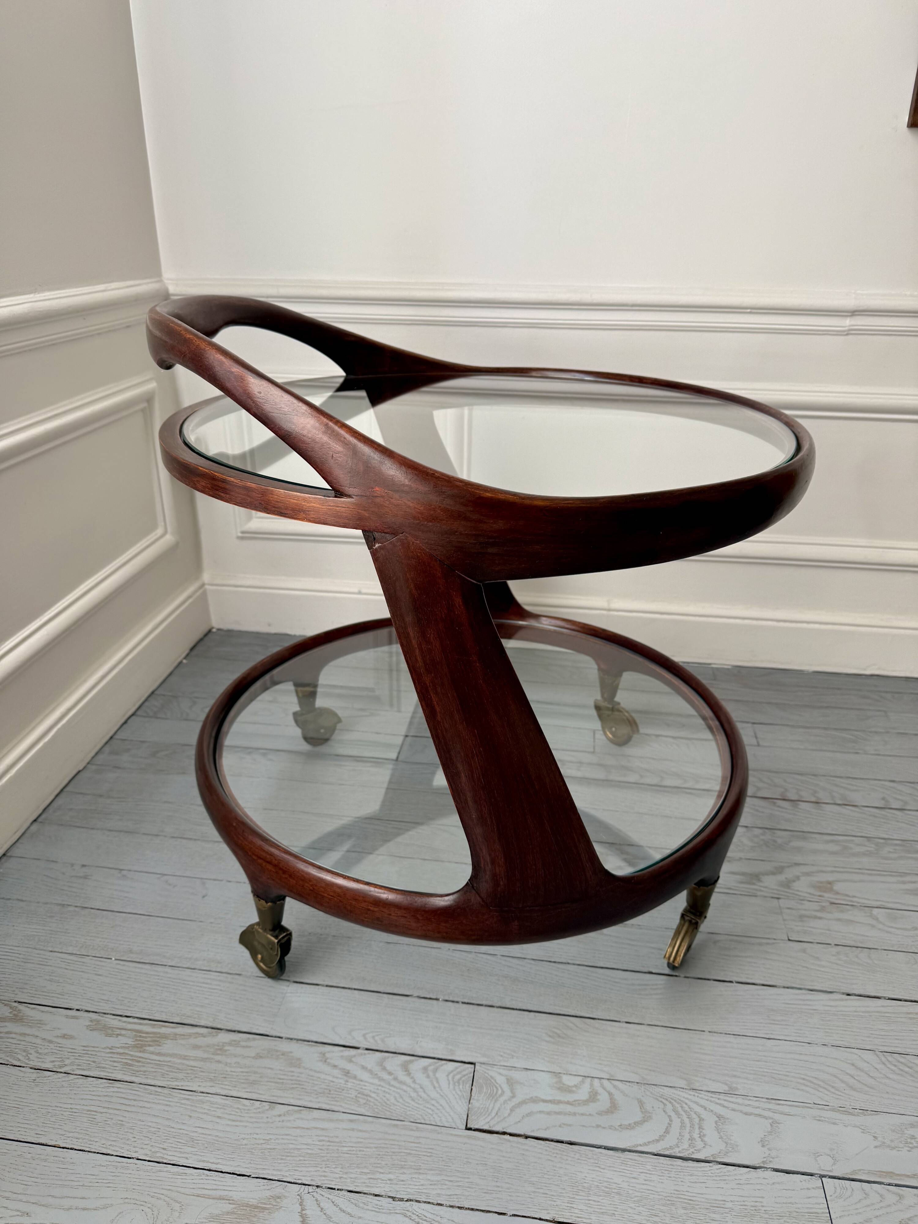 Cesare Lacca rolling coffee table service trolley