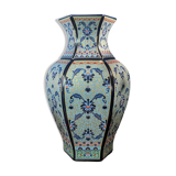 Baluster vase in polychrome ceramic with floral pattern asian style 31cm