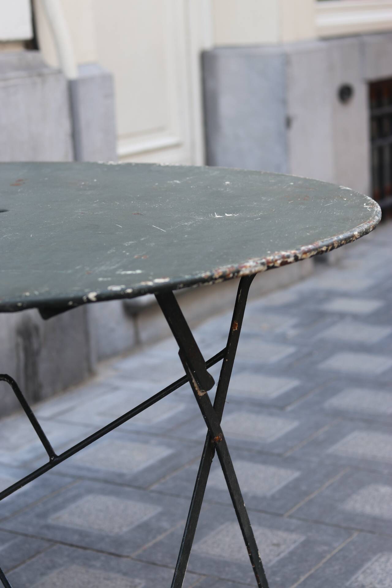 Folding wrought iron garden table