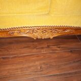 Canapé banquette style Louis XV jaune, 2 places