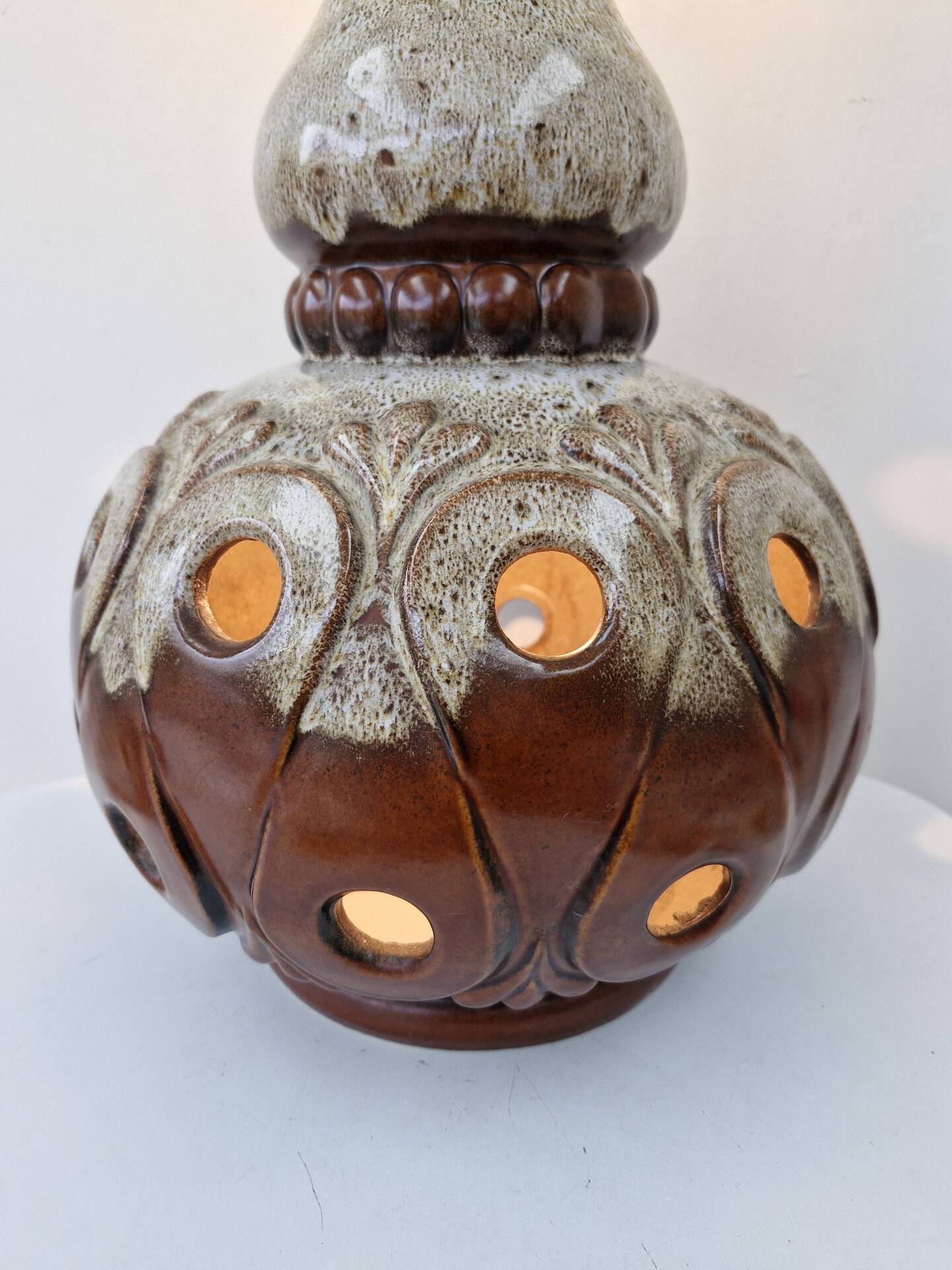Vintage 60-70's sun lamp ceramic fat lava style functional
