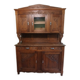 Art Deco Two-Door Buffet - Carved Oak - 1930s