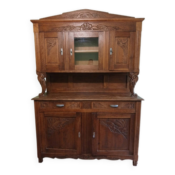 Buffet Deux Corps Art Déco - Chêne Sculpté - Années 30