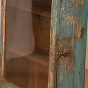 old Art Deco wall display case in original blue teak Burmese patina