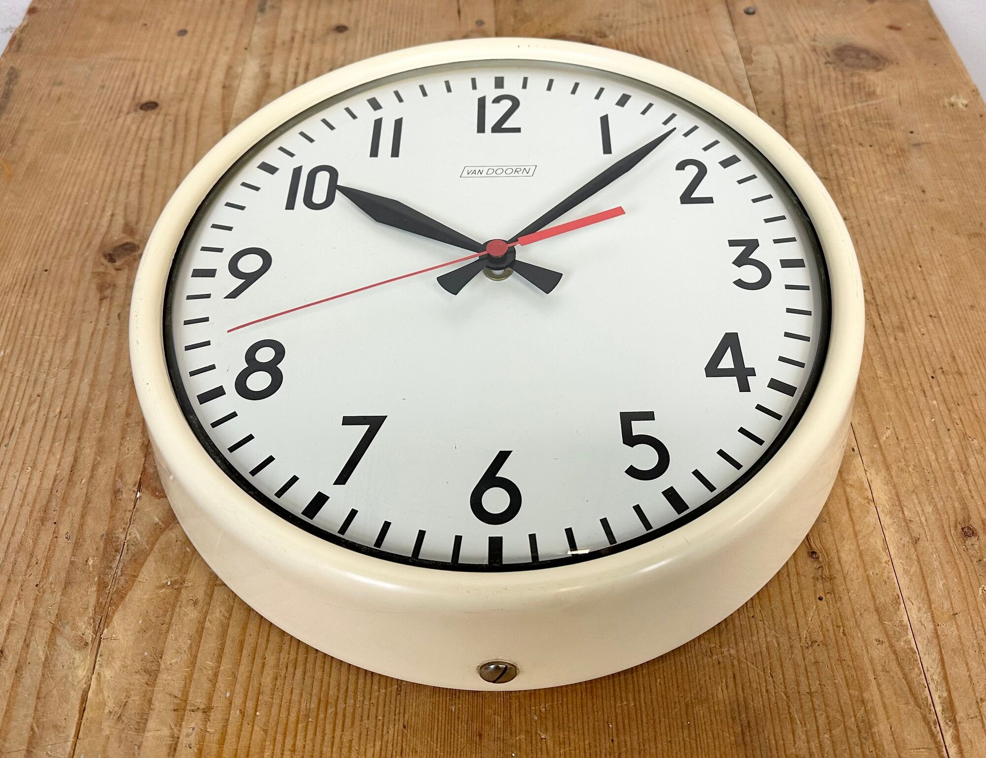 Vintage Beige School Wall Clock from Van Doorn, 1960s