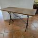 Ancienne table bistrot dessus chêne pied fonte , 118cms de L