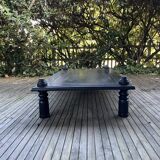 Brutalist black stained wood coffee table