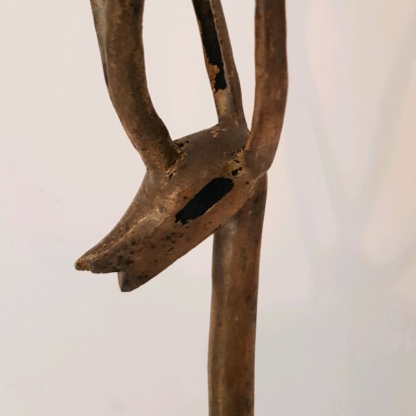 Trio antelope, gazelle and giraffe bronze and brass