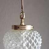 Diamond-point ball globe chandelier, empire style, 1970