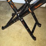 Foldable desk table in blackened wood and carved bamboo style, 1950s