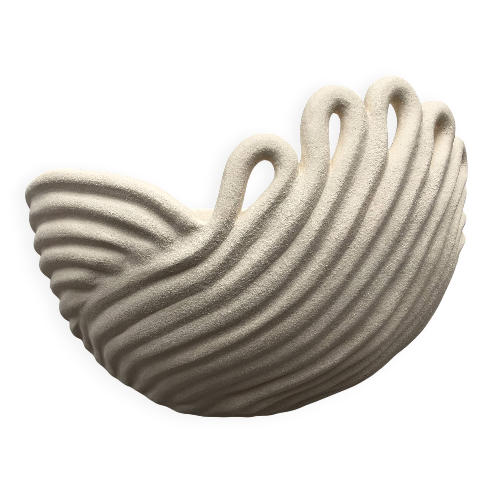 Draped ceramic wall light in a half-moon shape.