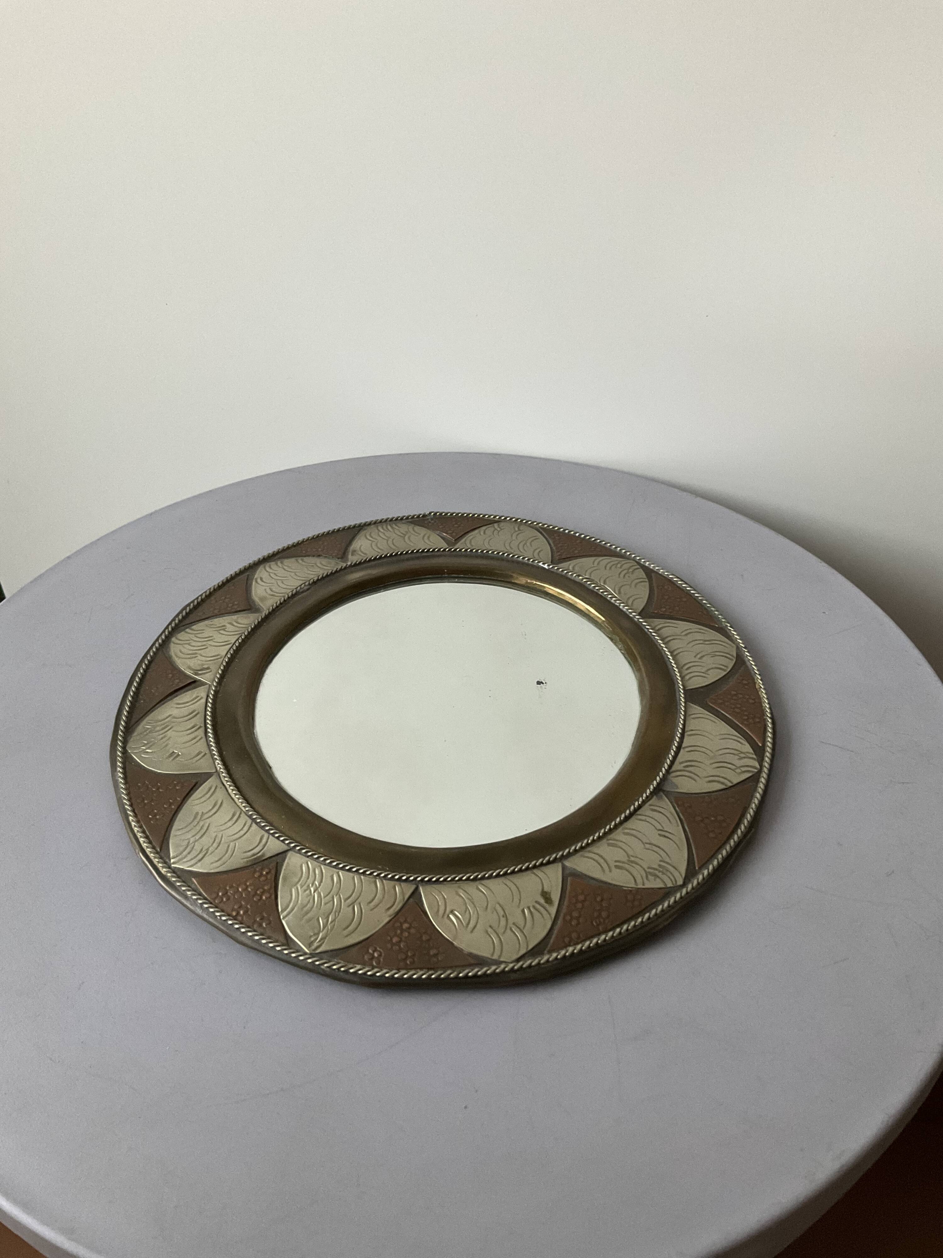 Vintage oriental round mirror 18cm