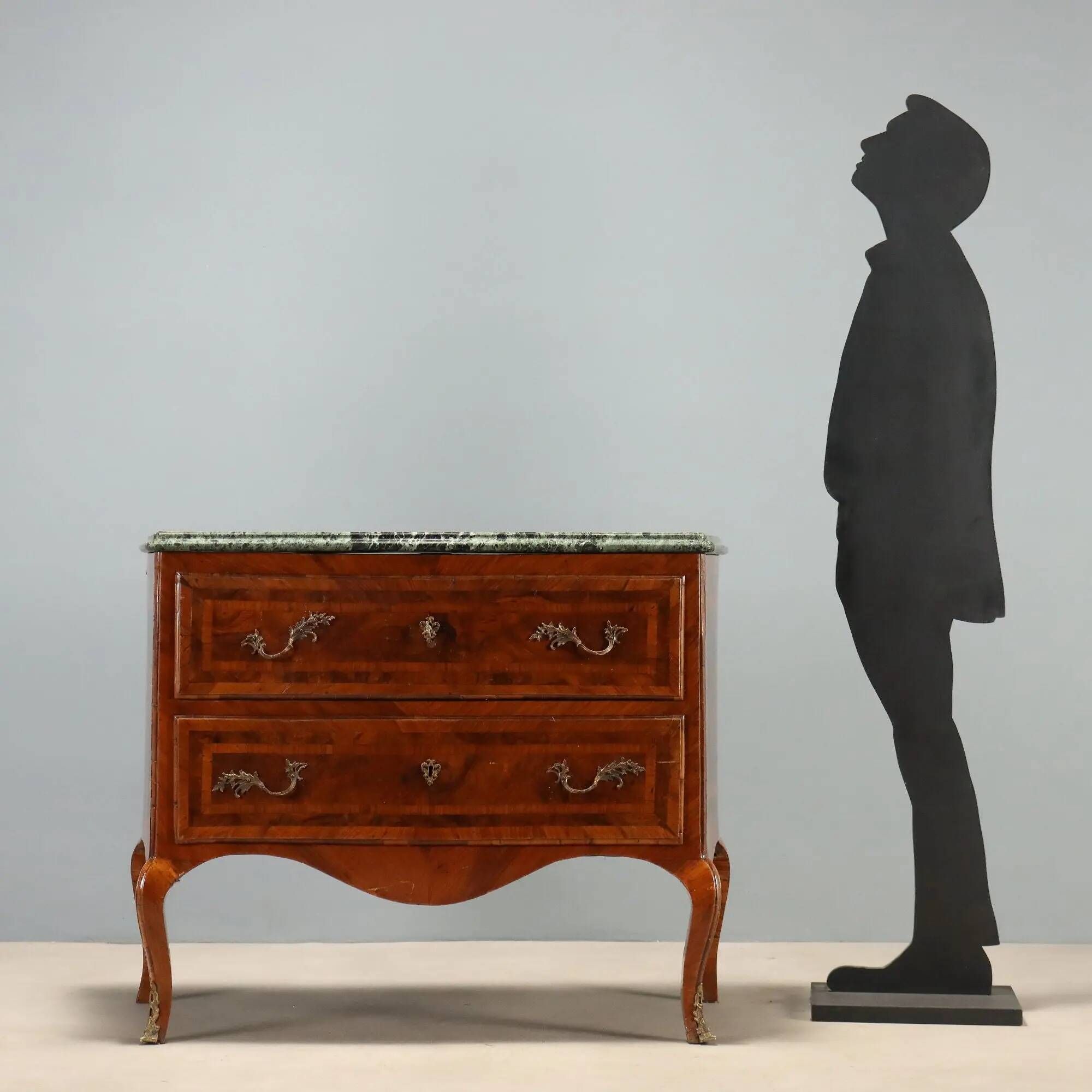 Antique baroque walnut commode, Italy, 18th century