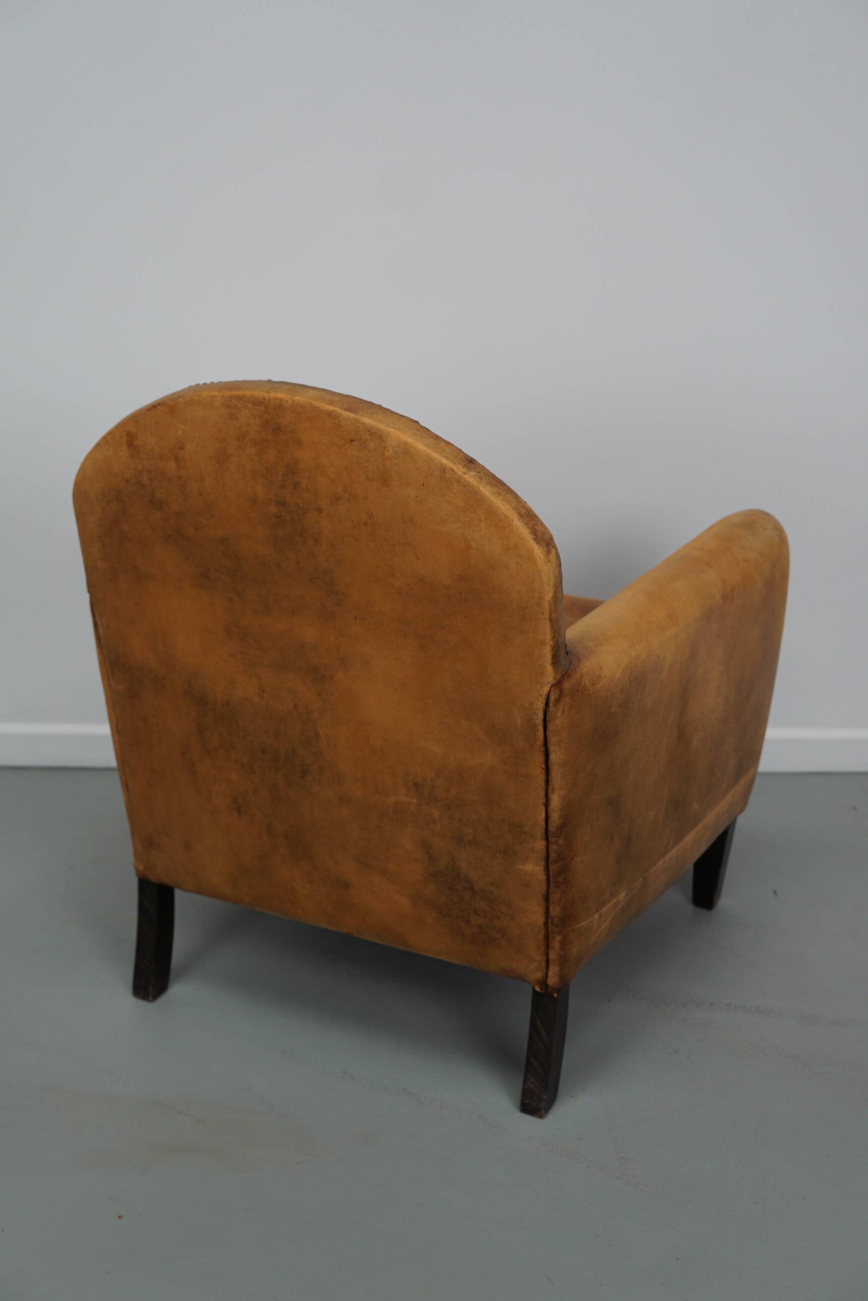 Vintage Dutch cognac coloured leather club chair