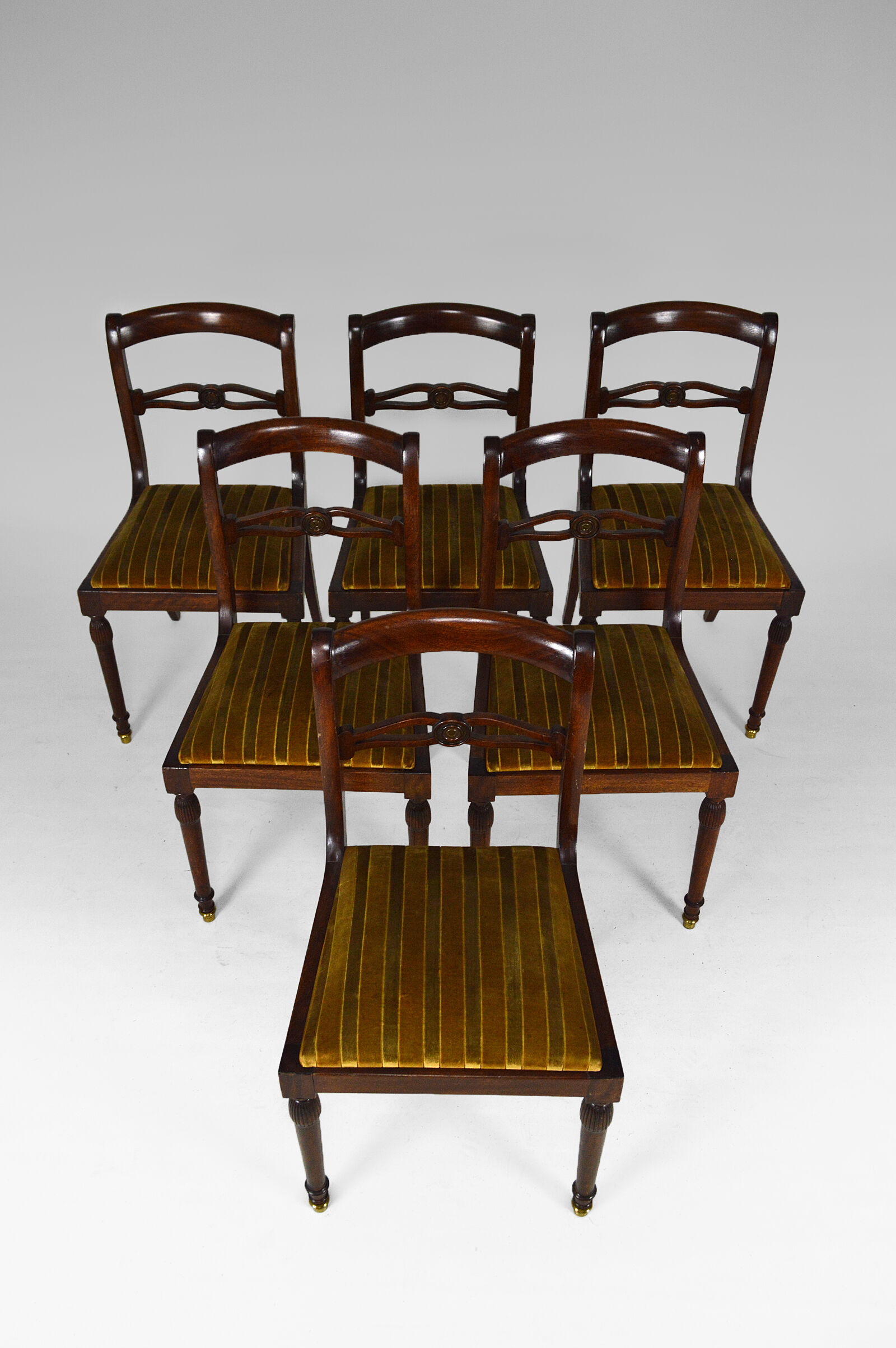 Set of 6 regency style chairs in mahogany, 19th