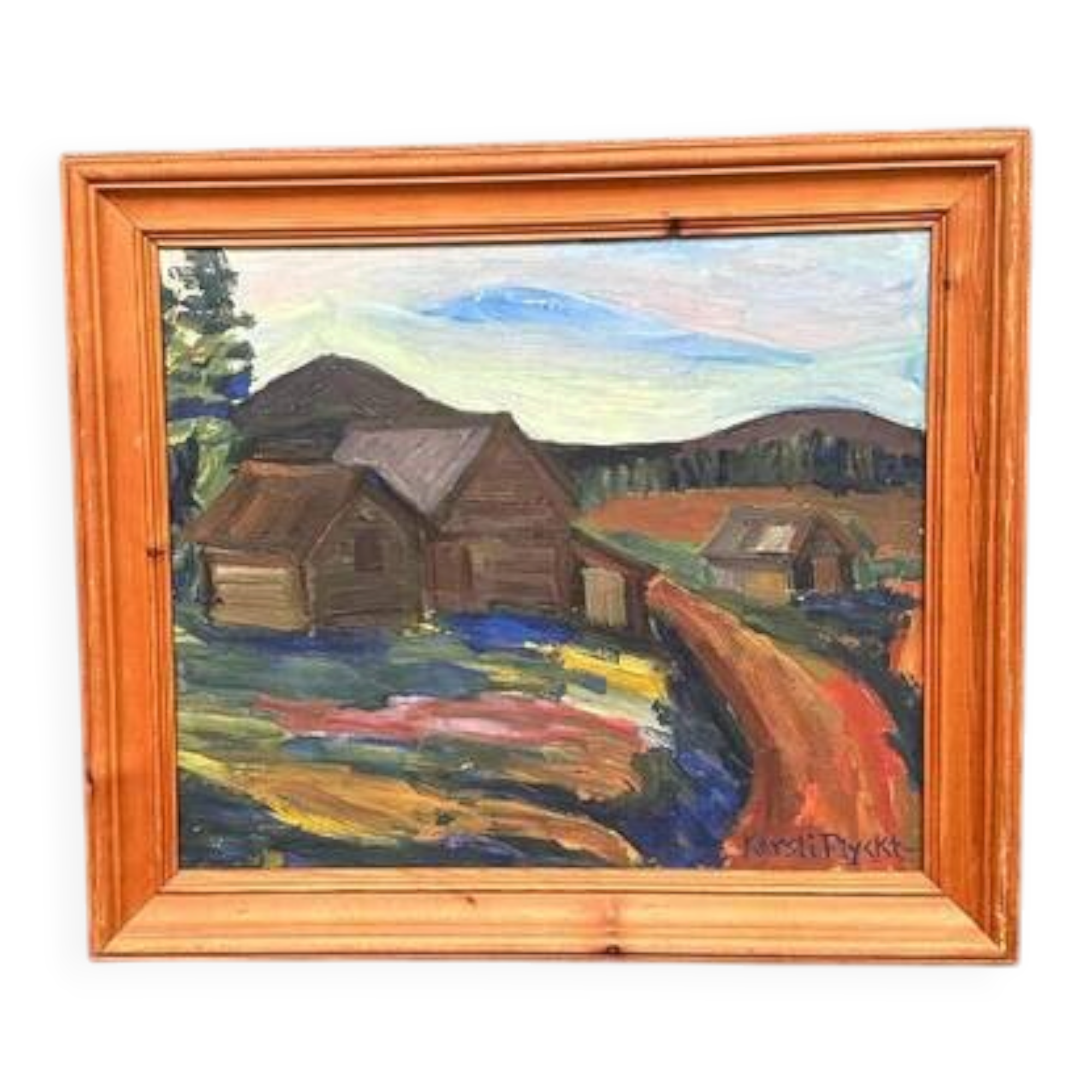 Original Swedish Oil on Panel – “Mountain Landscape” by Kersti Flyckt