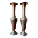 Pair of vintage brass hand-engraved flower vases.