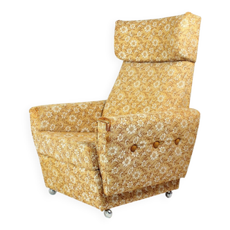 Midcentury Wingchair On Wheels By Ton, Czechoslovakia 1960s