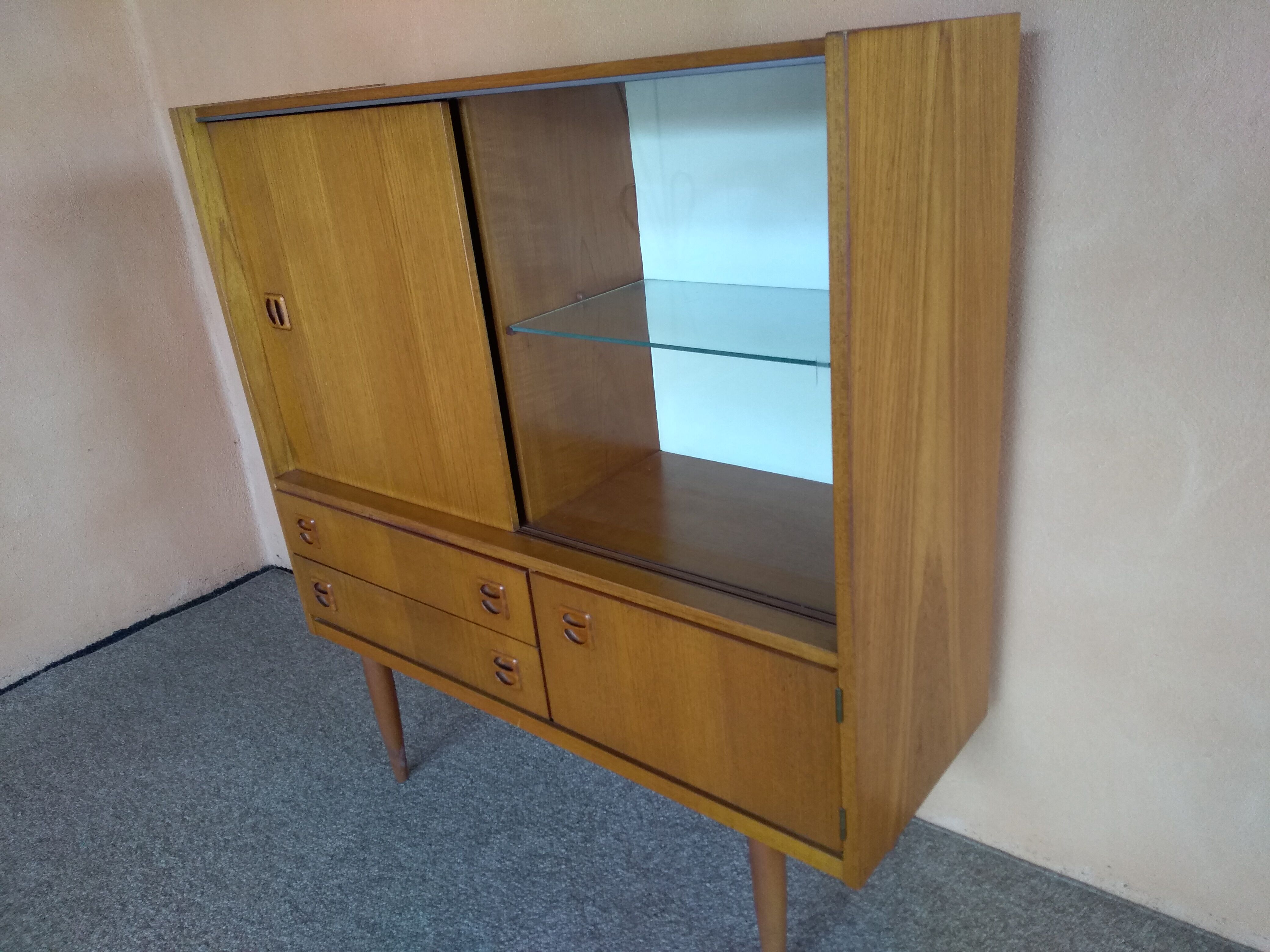 Scandinavian teak showcase storage cabinet 1960