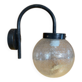 Old Outdoor Wall Light Bulb Bubbled Glass Swan Neck Black Metal