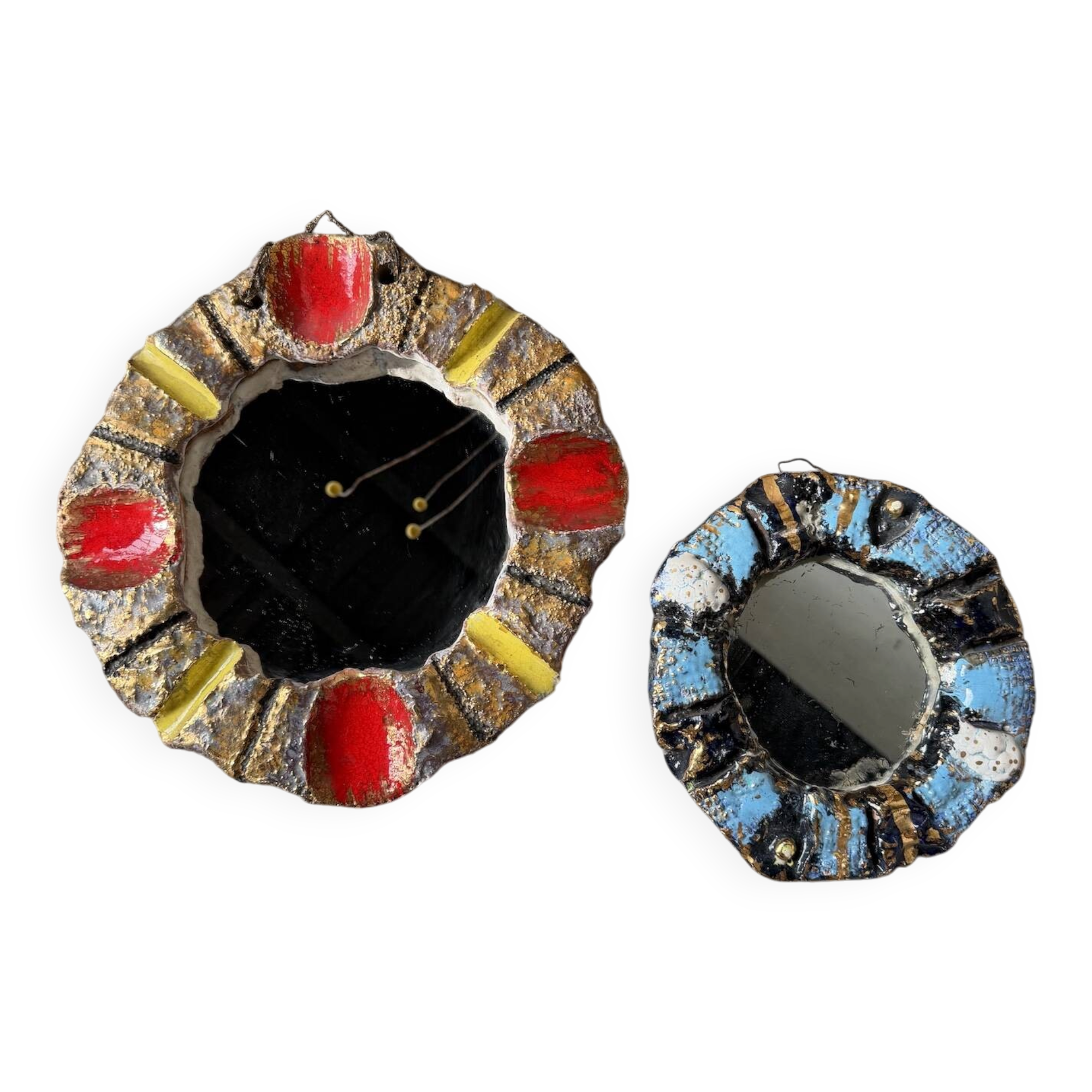 Pair of ceramic mirrors 1950 dlg Mithé