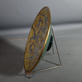 Jean Mayodon glazed ceramic cut decoration women and deer Signed SB