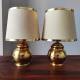 Pair of vintage 1970s Italian lamps in solid brass