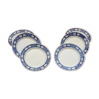 Art Deco 1930s-1940 Suite of 6 flat plates F.B Badonviller Fenal Frères
