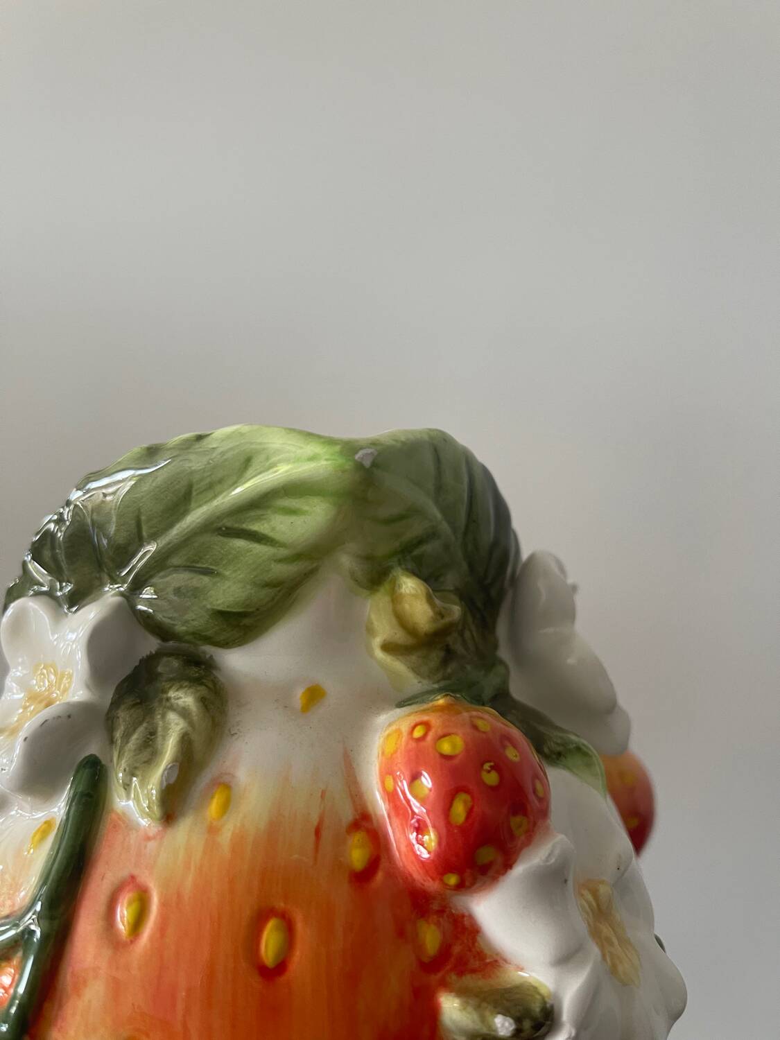 Strawberry shaped pitcher with vintage flowers ceramic pitcher in shape