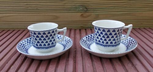 2 cups Adams Brentwood Blue Ironstone coffee