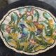 Dish in enamelled ceramic slip, with fish motifs, decorative, collector, vintage