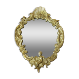 Miroir en bronze doré avec ornement anges