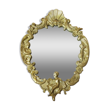 Gilded bronze mirror with angel ornament