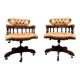 Ensemble de chaises de bureau Chesterfield English Captain Chairs marron