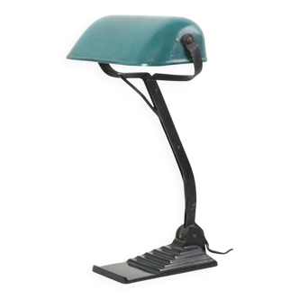 Lampe de bureau Art Déco Lampe de notaire Erpe Modèle 52 Bauhaus Émail vert