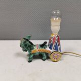Unique "donkey" table lamp in ceramic with a harlequin pattern, Italy 1970s