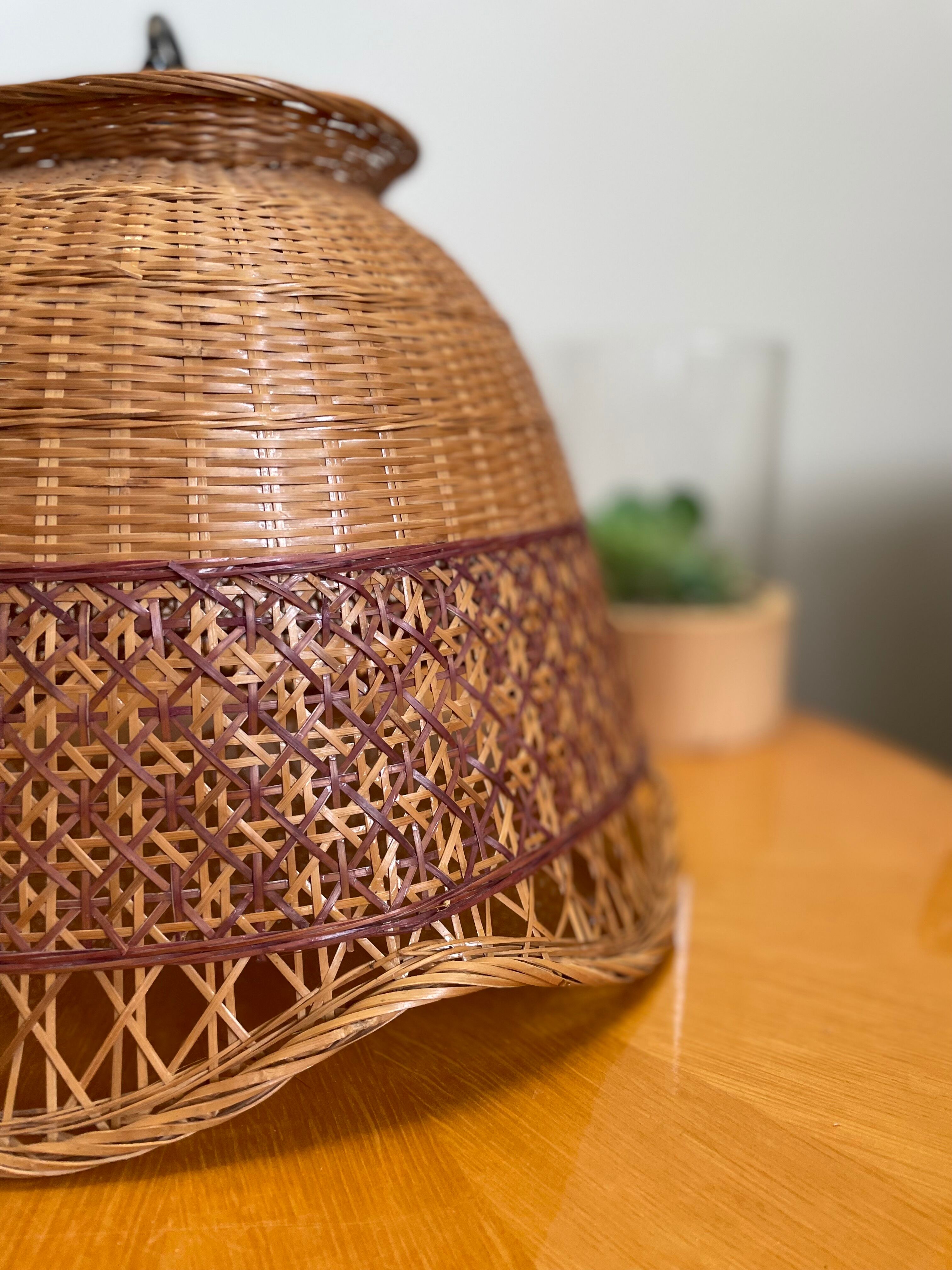 Vintage rattan wicker pendant lamp