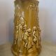 Old large Sarreguemines Majolica earthenware pitcher, vintage slip