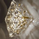 pair vintage wall lamps 60s golden crystal fine gold