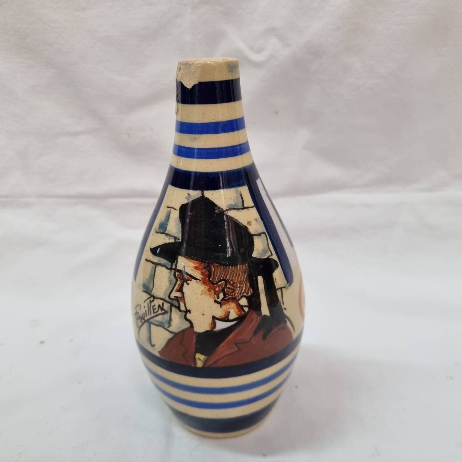 P.Fouillen vase, Henriot Quimper ceramic 1920