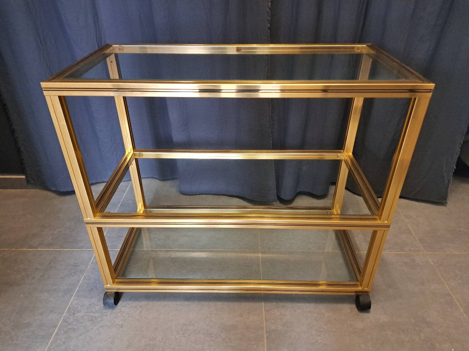 Pierre Vandel serving trolley in gold aluminum