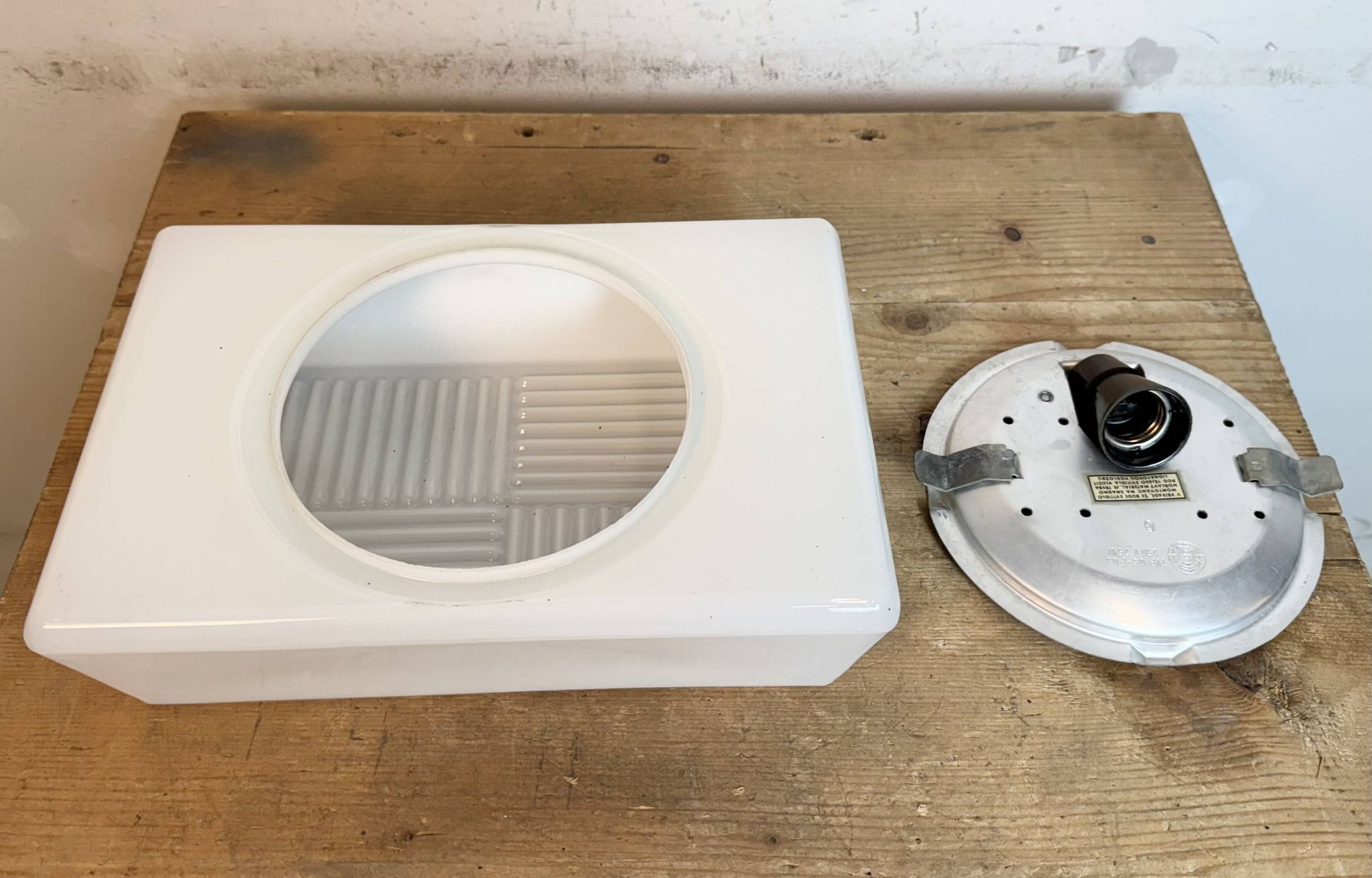 Vintage Wall Or Ceiling Light with Milk Glass, 1970s