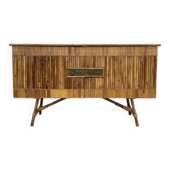 Enfilade vintage bambou et laiton style Audoux Minet