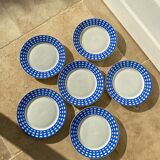 6 assiettes à dessert vichy bleu