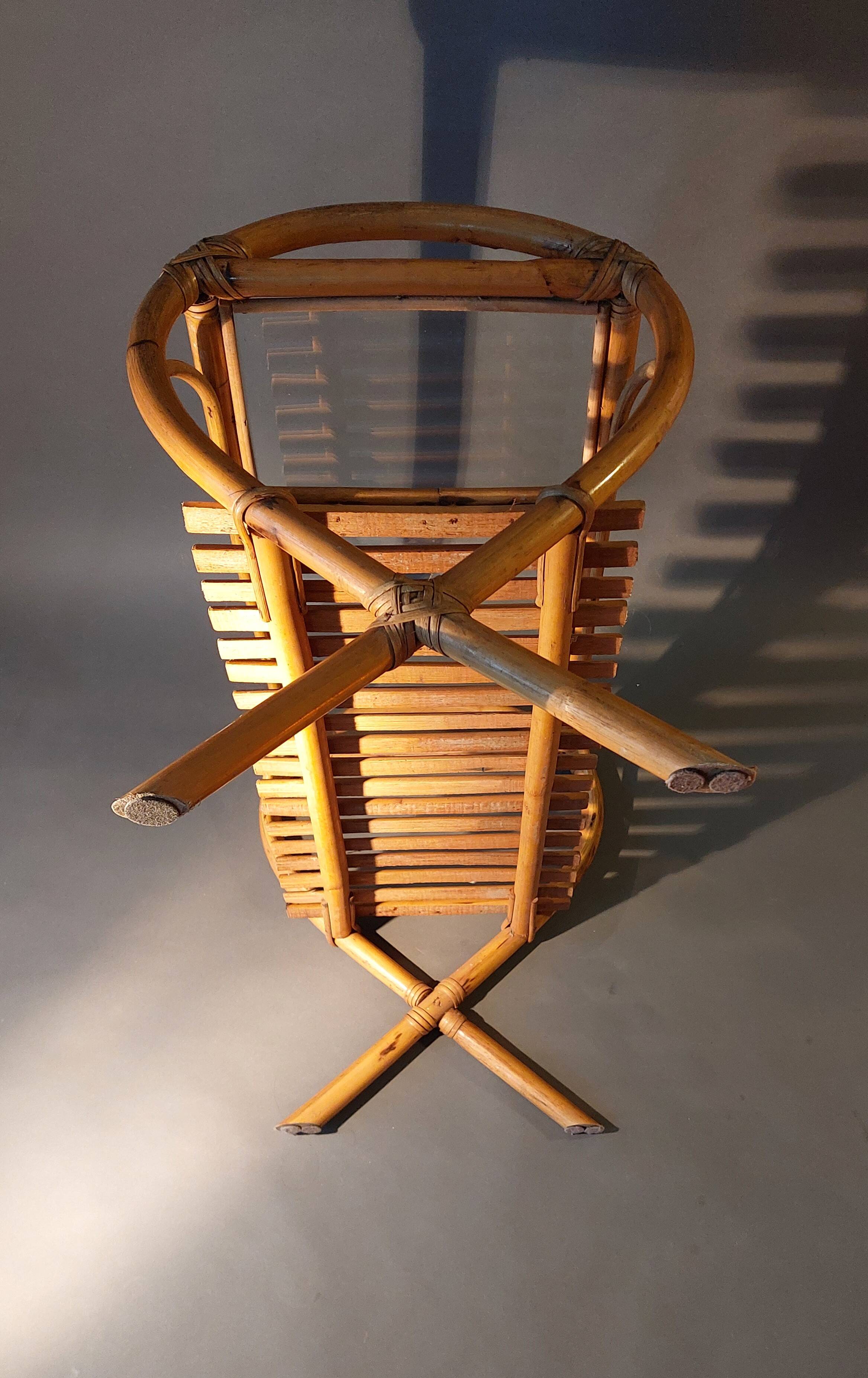 Vintage rattan and bamboo coffee table.