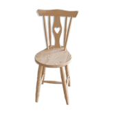 Chaise de style rustique en pin massif brut avec cœur