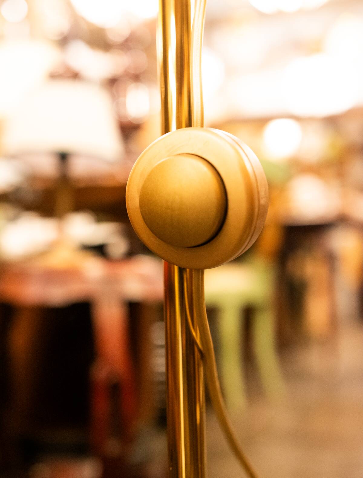 Vintage Floor Lamp in Brass and Turquoise Ceramic