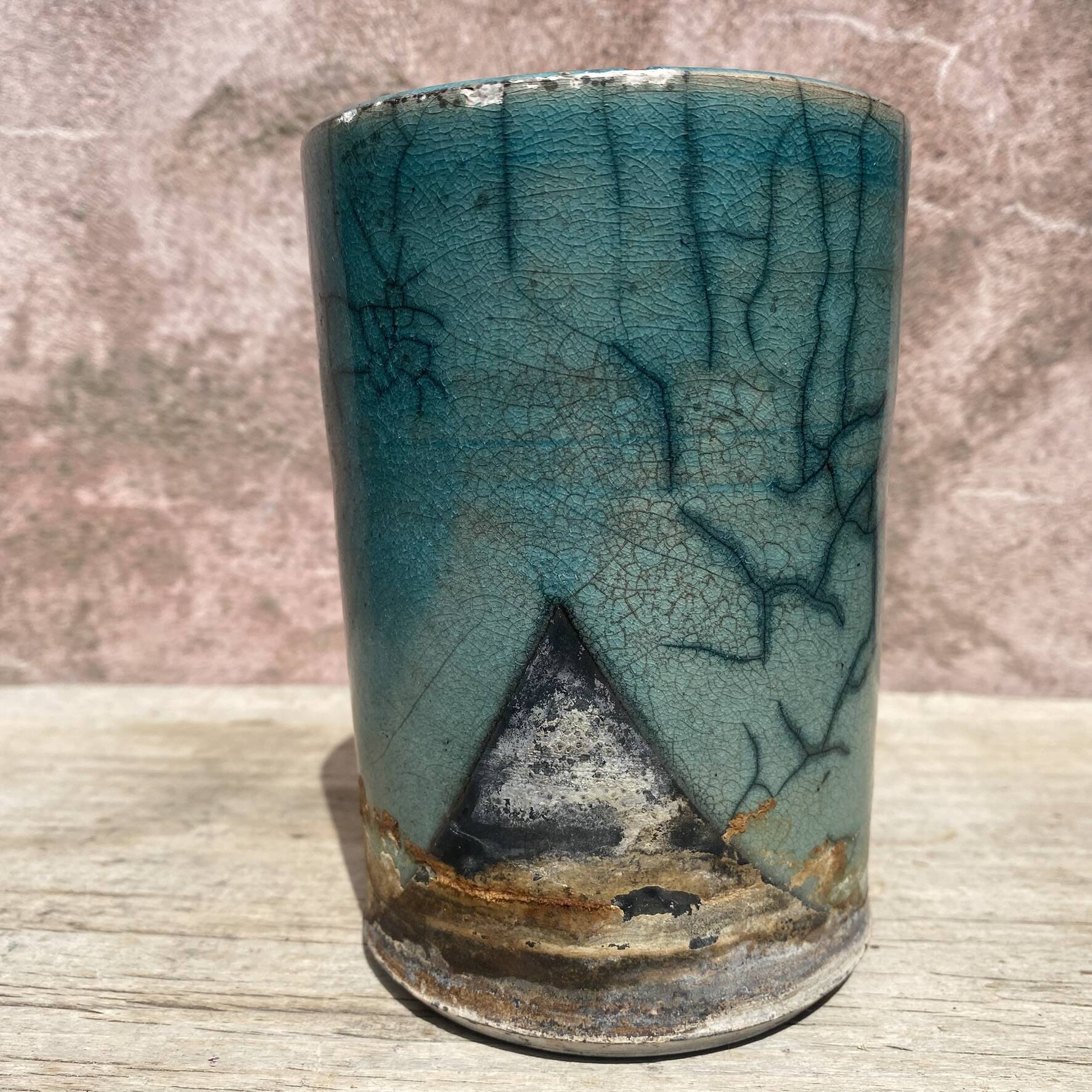 Handcrafted Raku ceramic vase